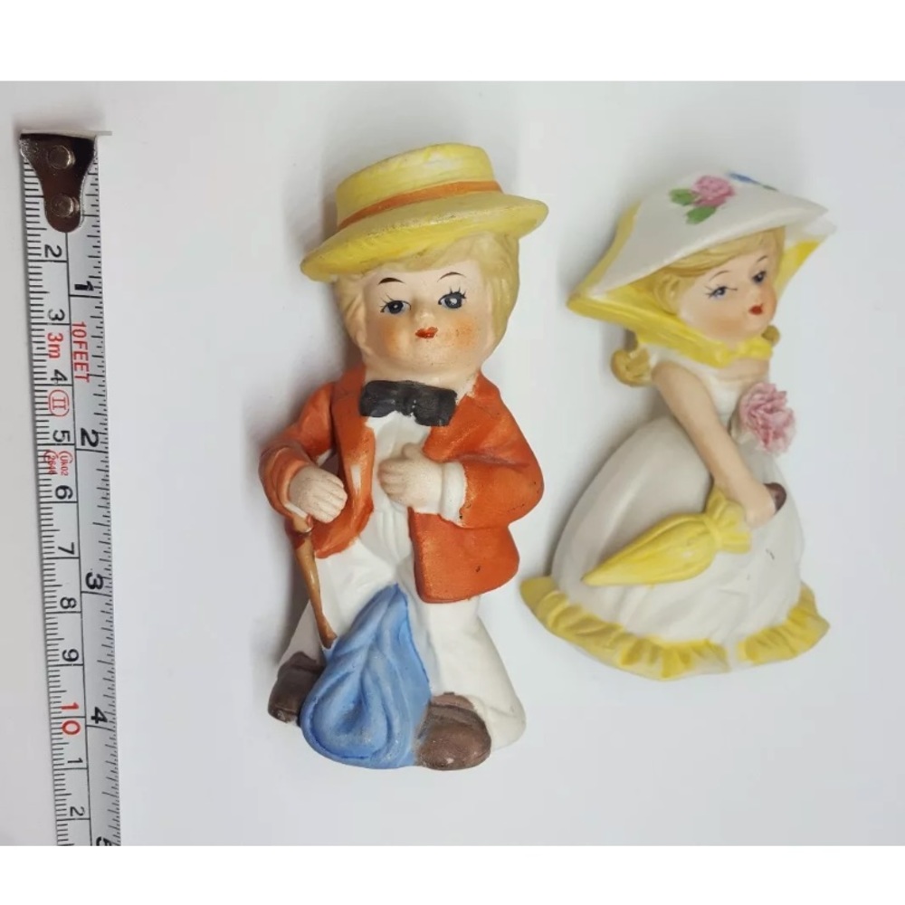 PAIR OF CERAMIC FIGURINES BOY AND GIRL 1 chipped - Picture 9 of 13